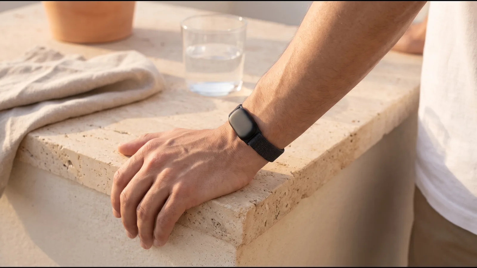 Bracelet connecté sans écran porté au poignet