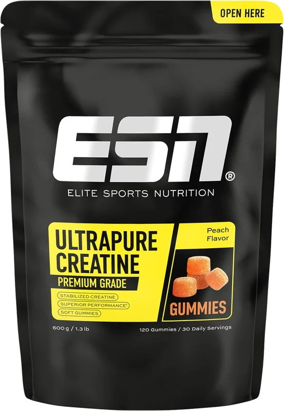 Sachet ESN Ultrapure Creatine Gummies saveur pêche